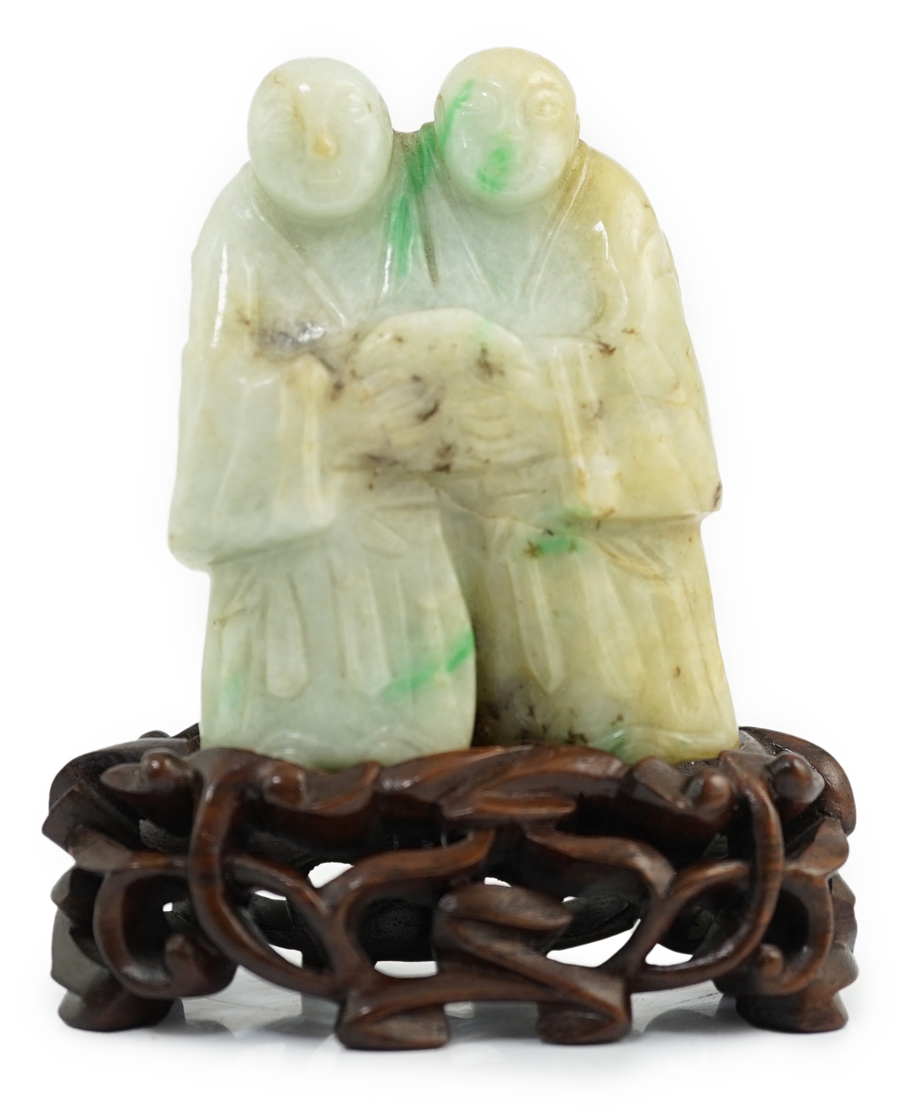 A Chinese jadeite group of the He He Erxian, 19th century